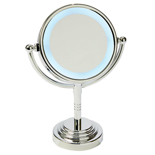 Silver vanity deals mirror with lights